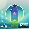 A blue and green disposable vape device labeled "Bang King" with "Melon Blue" flavor, offering 12,000 puffs, a 650mAh battery, and 23ml capacity.