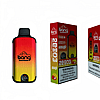 A disposable vape device and its packaging labeled "Bang," featuring a red-to-yellow gradient design with "Strawberry Mango" flavor, and prominent nicotine warning labels.