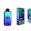 Bang disposable vape device with a gradient blue and green body, alongside its packaging, featuring a warning about nicotine being an addictive chemical.