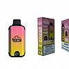 Bang disposable vape device packaging in peach ice flavor, featuring a dual mesh coil, 28ml capacity, and a warning label about nicotine.
