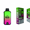 Image of a "Bang" disposable vape device in a gradient green and pink color, along with its packaging boxes displaying "Watermelon Ice" flavor, "2 Puffs" text, and health warning about nicotine addiction.