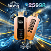 Vape with a Bang disposable device showcasing "25000 Puffs" with a digital display and branding in a futuristic background.