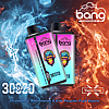 Bang disposable vape devices with 3000 puffs in a vibrant design featuring a monkey with headphones, displayed against a background of swirling blue and red smoke.