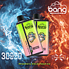 Two colorful vape devices with a monkey logo are displayed against a background of blue and orange flames, with text indicating "3000 Puffs" and "Strawberry Kiwi & Peach Ice" flavors.