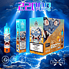 Image showing packaging and a disposable vape pen labeled "Bang Beach" with a peach mango flavor. The vape pen advertises 22,000 puffs, contains 36ml of liquid, and has an 850mAh battery with Type-C charging. The packaging features a stylized illustration of a fierce face and multiple warning labels about nicotine.