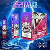"Promotional image of Bang Beach disposable vape with Sour Apple flavor, featuring 22000 puffs, 36ml capacity, Type-C charging, and 850mAh battery. Packaging showcases a dragon-like creature design and vape device with branding and warning labels about nicotine."