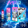 Disposable vape device packaging featuring a menacing cartoon face, labeled "Pink Lemonade" and "22000 PUFFS," with icons showing 36ml capacity, Type-C charging, and 850mAh battery.