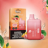 Bang BC5000 rechargeable disposable vape device with 5000 puffs, 650 mAh battery, and 13ml e-liquid in Peach Mango Watermelon flavor, shown alongside its packaging. The packaging includes a nicotine warning.