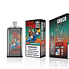 Bang King disposable vape packaging displaying "15000 PUFFS" with an illustration of a character wearing a helmet and goggles, holding a vape device. The flavor is labeled as "Strawberry Watermelon," and there is a nicotine addiction warning.