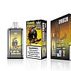 Vape product packaging featuring "Bang King" branding, 15000 puffs, and a cartoon character playing a guitar on a tropical-themed background, with a nicotine warning label at the bottom.