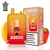 Bang King vape device with 25,000 puffs, featuring a red and yellow gradient design, a gorilla logo, and fruit images of lemon and strawberry.