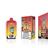 Box and vape pen for Bang King featuring colorful cartoon monkey, labeled "15,000 puffs" and "Blueberry Cherry Lemon," with warnings about nicotine addiction.