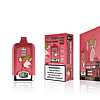A red Bang King vape device and its packaging, featuring a cartoon monkey with a crown and blindfold, labeled "15000 puffs" and "Strawberry Watermelon." The warning text on the packaging indicates the product contains nicotine.