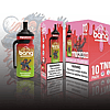 Disposable vape pen packaging with the brand "Bang," featuring a watermelon strawberry flavor, warning labels about nicotine, and a cartoon character on the design.