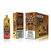 Bang Tornado disposable vape in peach mango watermelon flavor with a tiger design, displayed alongside its packaging and warning labels indicating nicotine content.