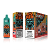 A turquoise disposable vape device with "Bang Tornado" branding, featuring a stylized orange and blue skull design. The packaging includes the flavor "Watermelon Bubble Gum" and multiple nicotine warnings.