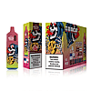 Bang Tornado vape packaging featuring a skull design with flames and a yellow ball, labeled "Strawberry Ice Cream" with a nicotine warning. The packaging shows the product, flavor, and various product details.