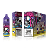 A purple vape pen and its packaging featuring a skull with pink mushrooms, labeled "Royal Grape" and "Bang Tornado," with warning labels about nicotine.