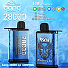 Disposable vape device "Bang 28000 Ice Control" with 28000 puffs, featuring blueberry ice flavor and adjustable ice levels: no ice, low ice, and ice unleashed, displayed on a blue icy background.