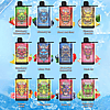 Display of Bang disposable vape flavors, including Strawberry Watermelon Ice, Blueberry Ice, Blood and Sand, Pineapple Coconut, Strawberry Banana, Mixed Fruit, Blueberries Raspberries, Peach Ice, Mango Peach, Watermelon, Grape Ice, and Strawberry Kiwi Fruit, with colorful designs on a light blue icy background.