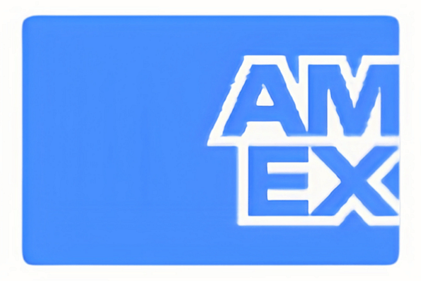 Blue American Express logo with partial "AMEX" text on the right side.