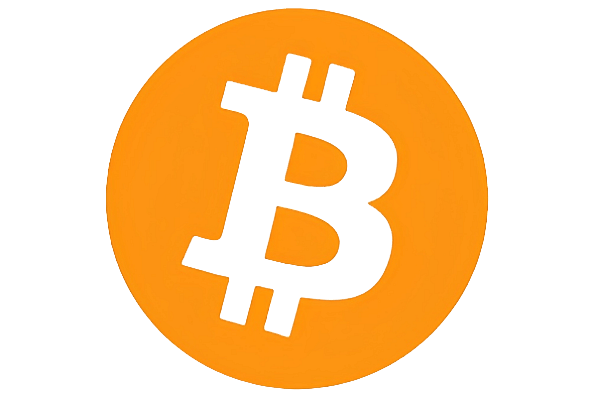 Bitcoin-Logo: ein orangefarbener Kreis mit einem weißen, stilisierten „B“-Symbol in der Mitte, durch den zwei vertikale Linien verlaufen.