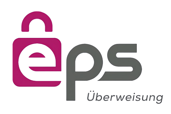 EPS Überweisung logo, featuring a stylized pink "e" with a padlock icon and grey letters "ps" next to it.