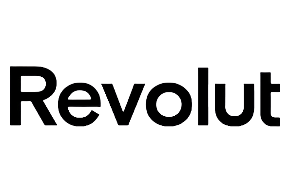 Revolut-Logo in schwarzem Text auf transparentem Hintergrund.