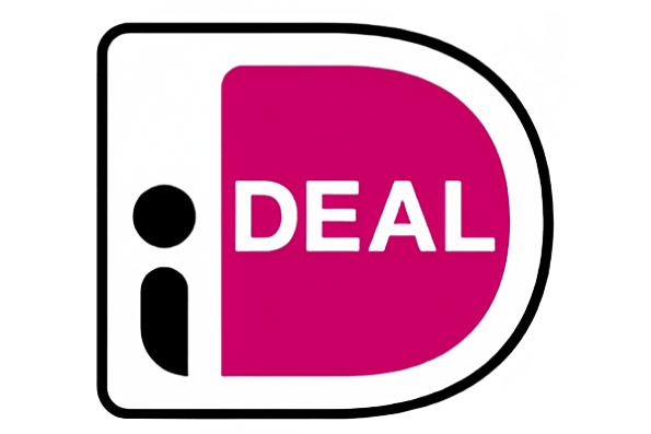 iDEAL logo featuring a stylized "i" on the left and "DEAL" in bold white text inside a pink "D" shape.