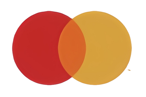 Mastercard logo featuring two overlapping circles, one red and one yellow, with an orange intersection.