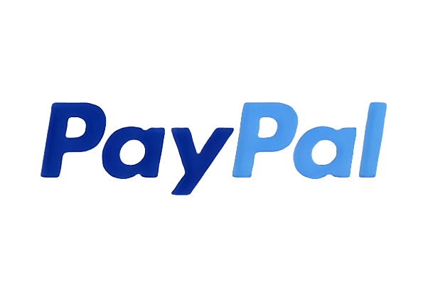 PayPal-Logo mit blauem Farbverlaufstext.