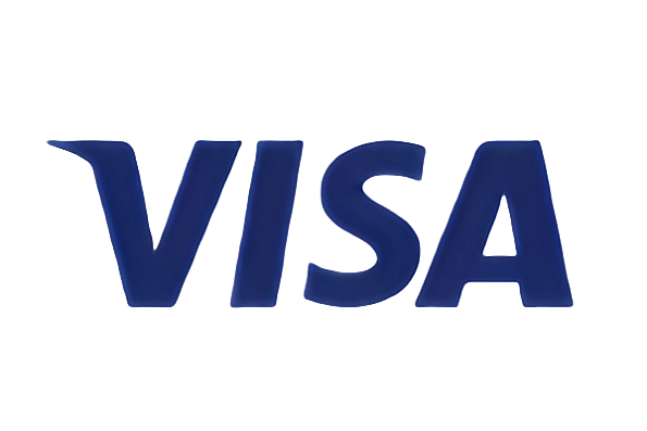 "Visa logo with blue letters on a transparent background"