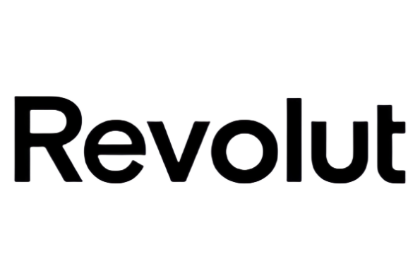 Logotipo da Revolut em texto preto sobre fundo transparente.
