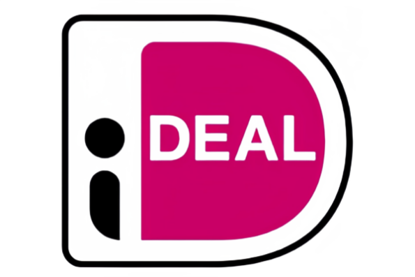 Logotipo da iDEAL com um "i" estilizado à esquerda e "DEAL" em texto branco em negrito dentro de um "D" rosa.