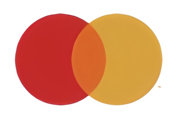 Logotipo da Mastercard com dois círculos sobrepostos, um vermelho e um amarelo, com uma intersecção laranja.